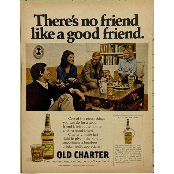 Old Charter Other - Old Charter Kentucky Bourbon Friends Vintage Whiskey Advertisement Print Ad 1972